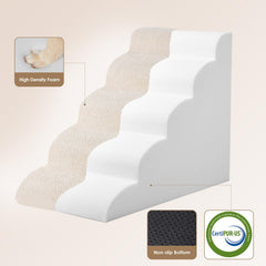 EHEYCIGA curved dog stairs side view highlighting curved edge for balanced ascent