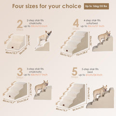 EHEYCIGA curved dog stairs four-step design helps small dogs reach a high bed confidently.