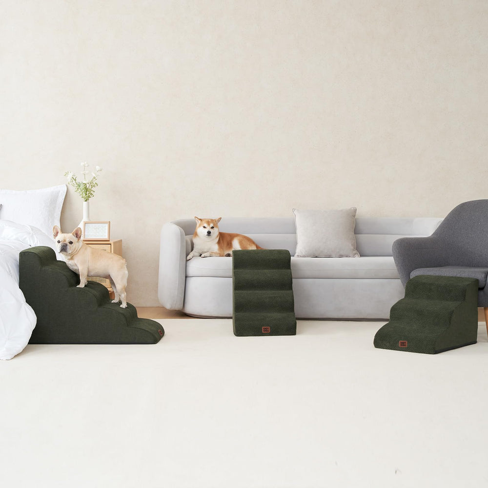 EHEYCIGA curved dog stairs washable-fleece cover simplifies upkeep.