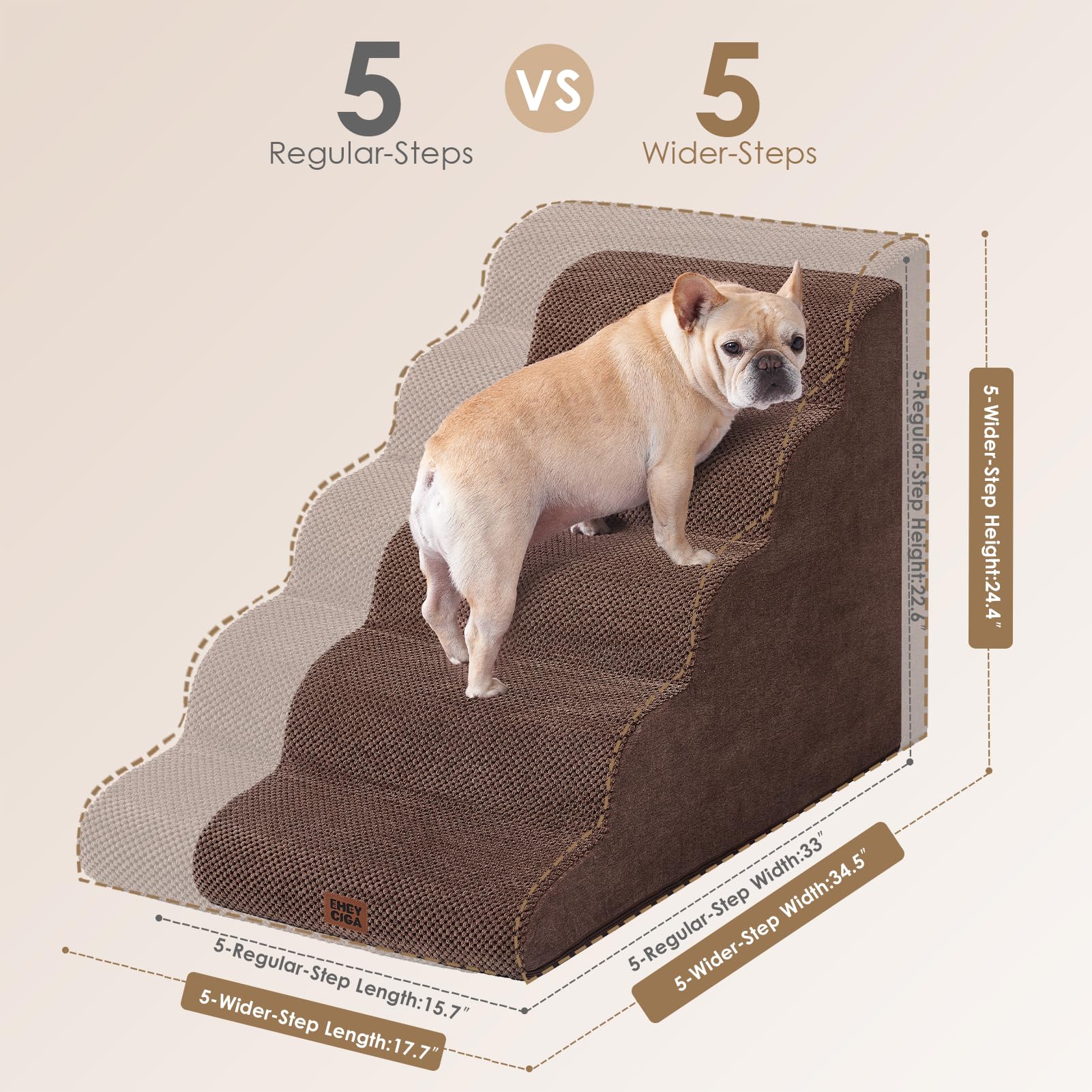 EHEYCIGA curved dog stairs removable cover makes washing quick and easy