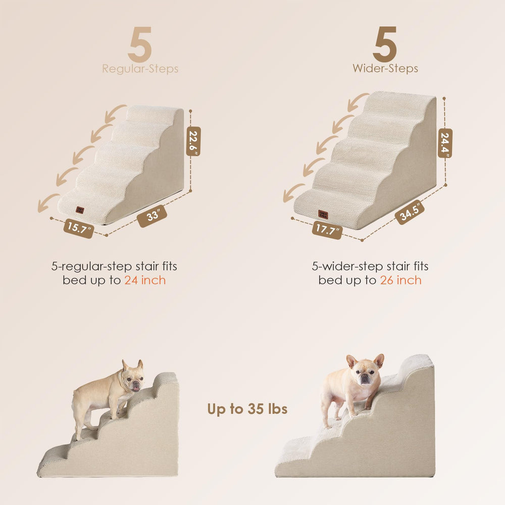 EHEYCIGA curved dog stairs wide-step design supports steady climbs to furniture.