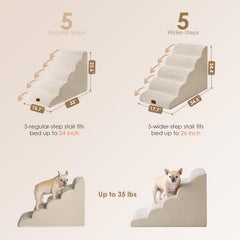 EHEYCIGA curved dog stairs wide-step design supports steady climbs to furniture.