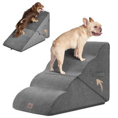 EHEYCIGA curved-foldable dog stairs edge-bed provide gentle access for small dogs and cats.