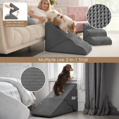 EHEYCIGA curved-foldable dog stairs low-angle-slope designed to protect joints.