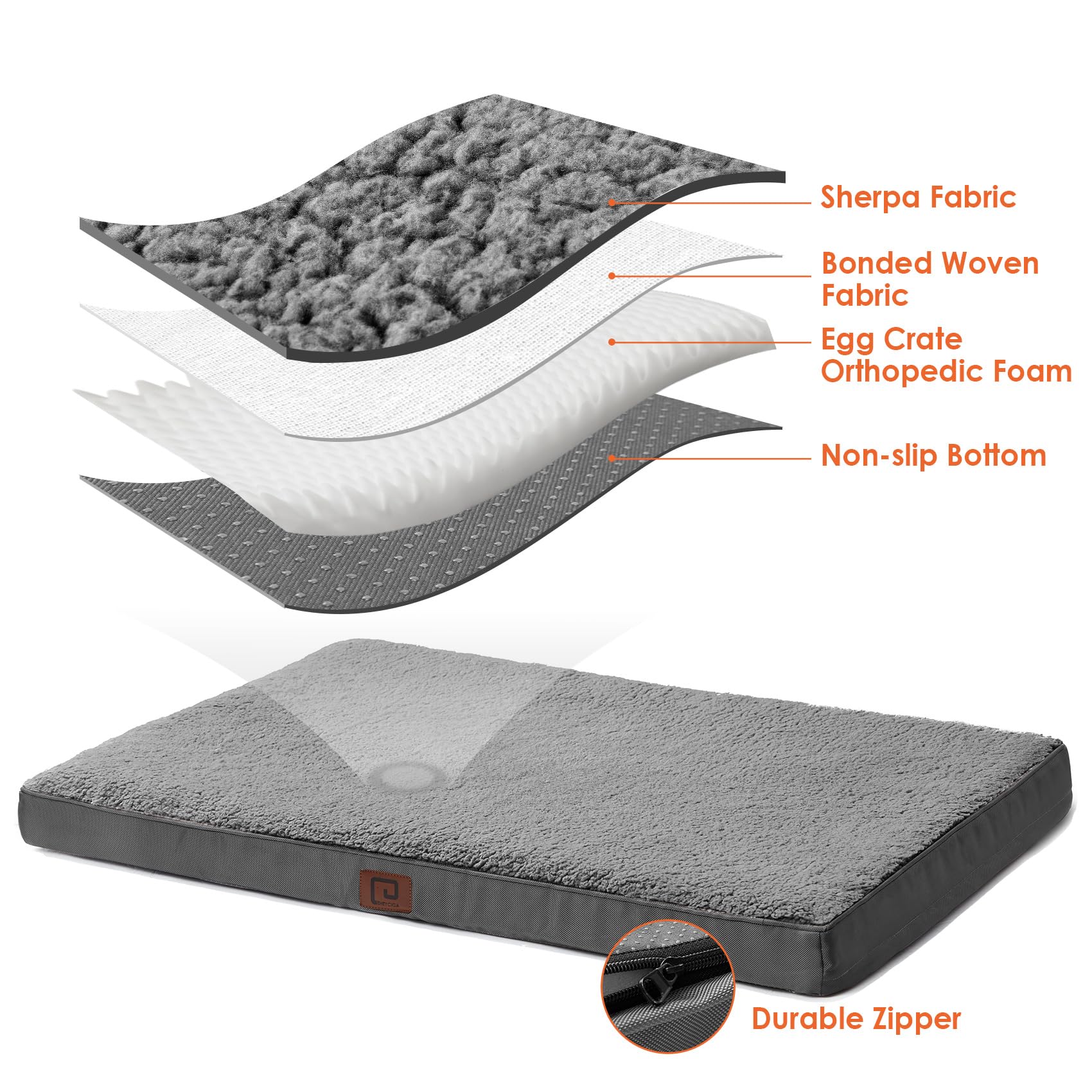 EHEYCIGA dog bed pictured on crate demonstrates versatile placement.