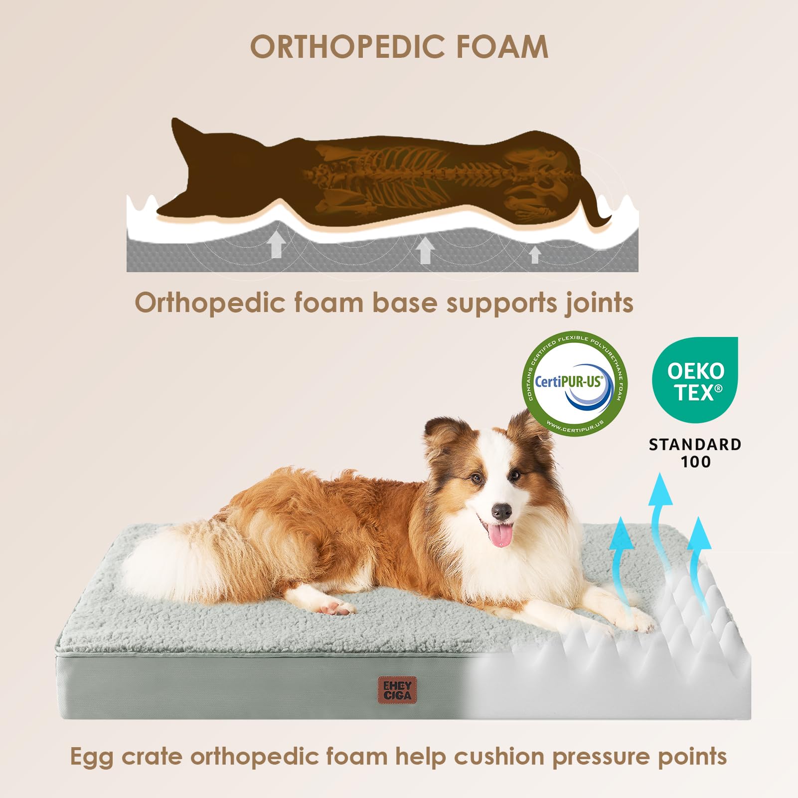 EHEYCIGA dog bed in crate demonstrates stable platform for cozy crate time.