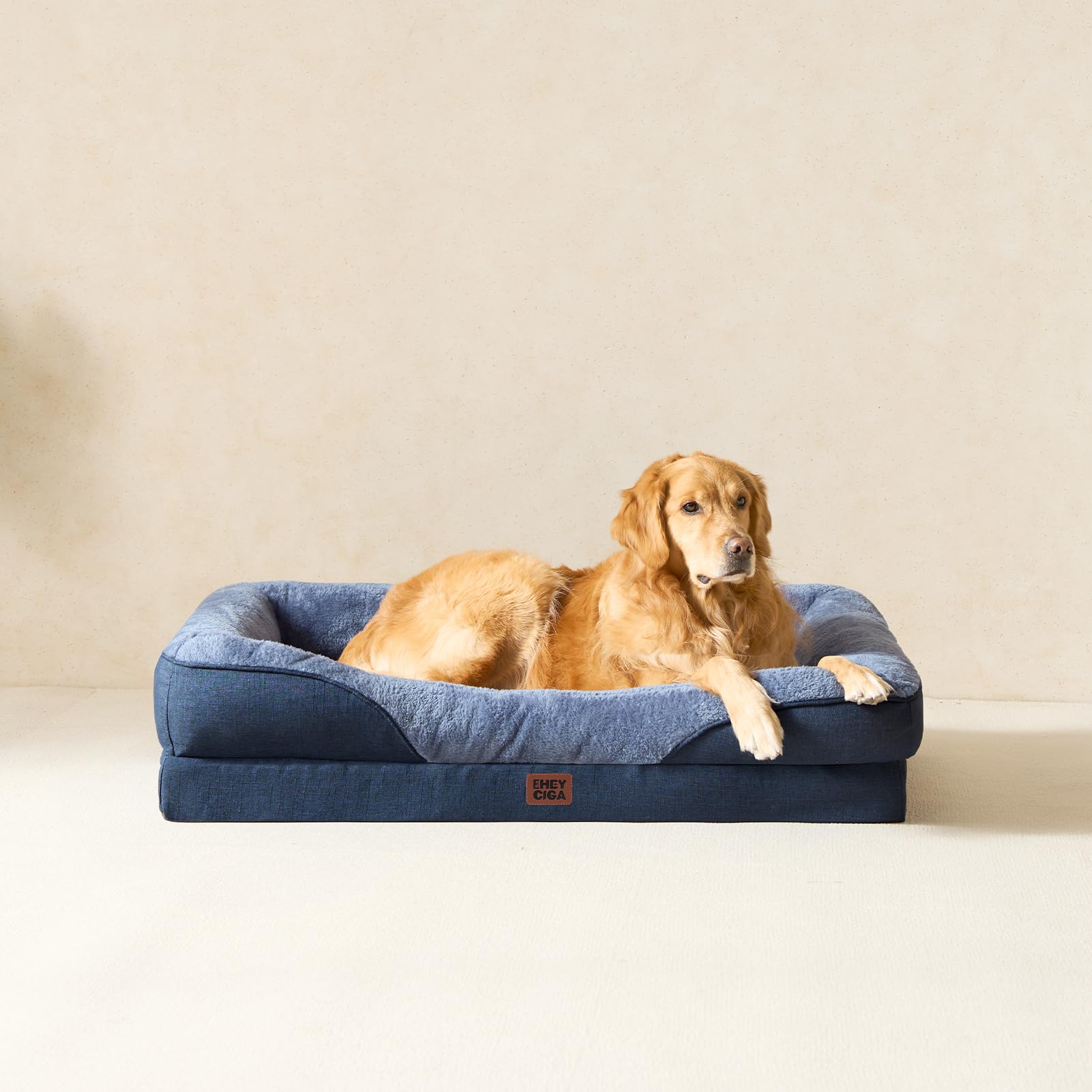EHEYCIGA dog bed in use with a medium dog enjoying plush lounging.