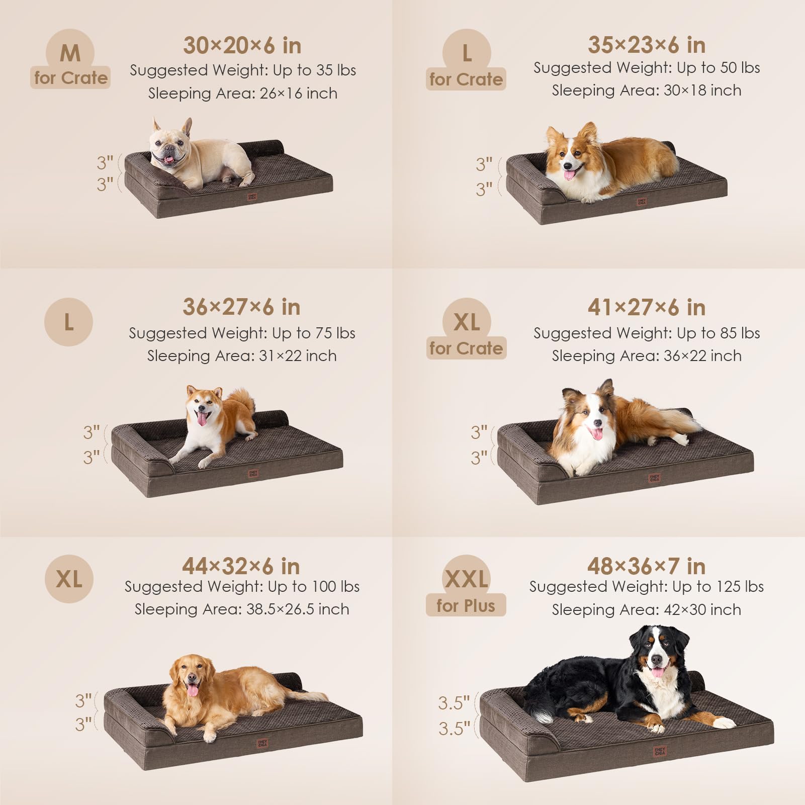 EHEYCIGA dog bed shows an L-shaped design for neck support.
