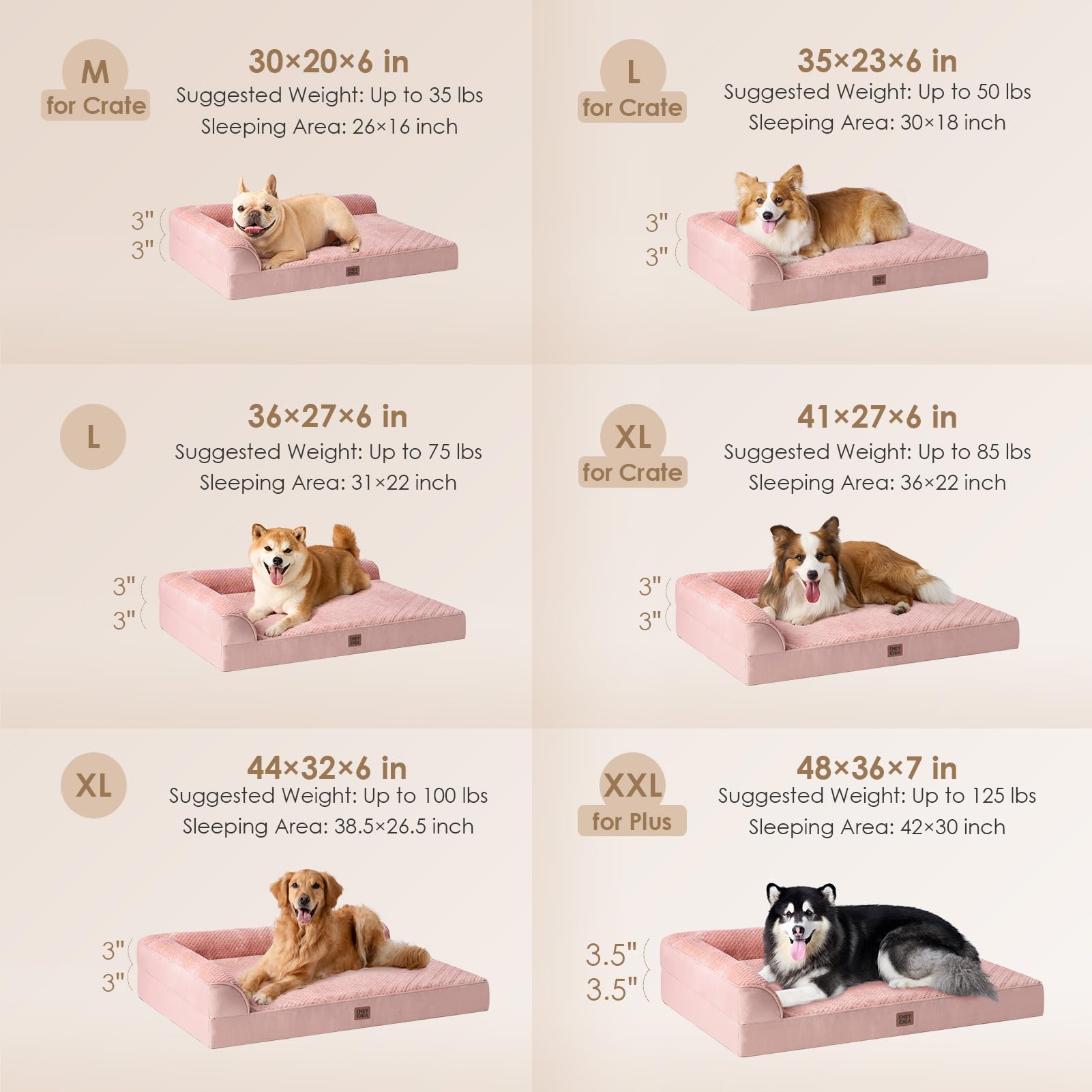 EHEYCIGA dog bed L-shaped design supports neck and head for restful naps