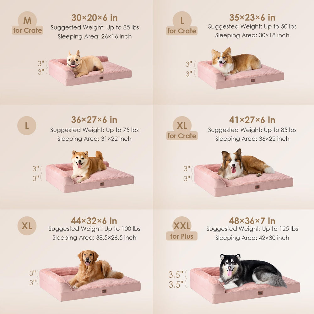 EHEYCIGA dog bed L-shaped design supports neck and head for restful naps