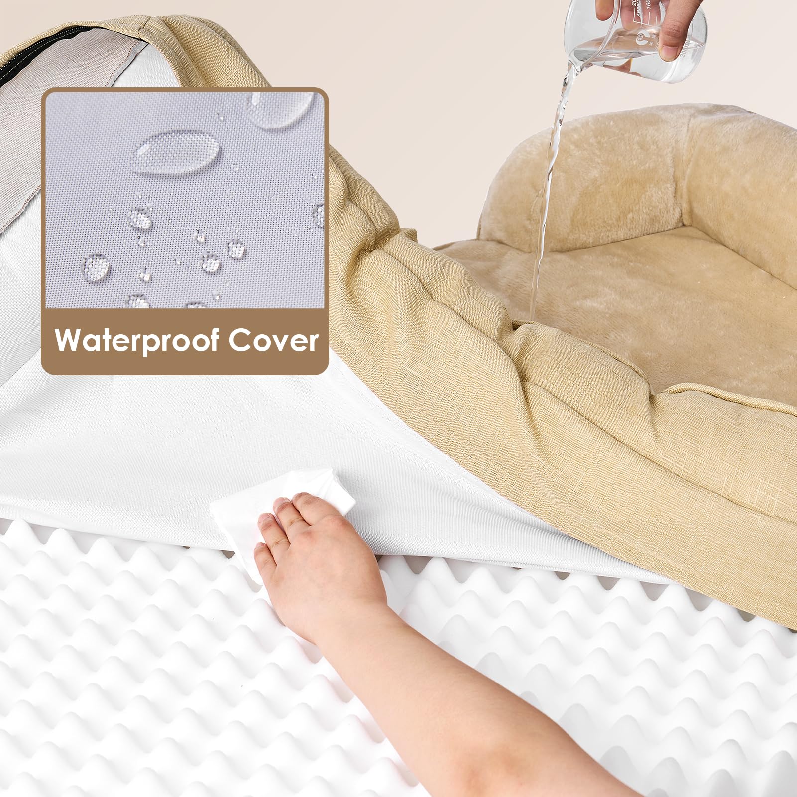 EHEYCIGA dog bed non-slip-bottom keeps the bed in place on slick floors.