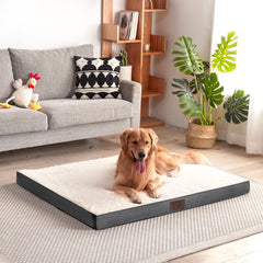 EHEYCIGA bed has plush sherpa top for cozy lounging.