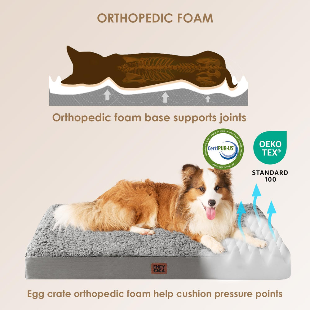 EHEYCIGA dog bed with plush sherpa top offers cozy lounging