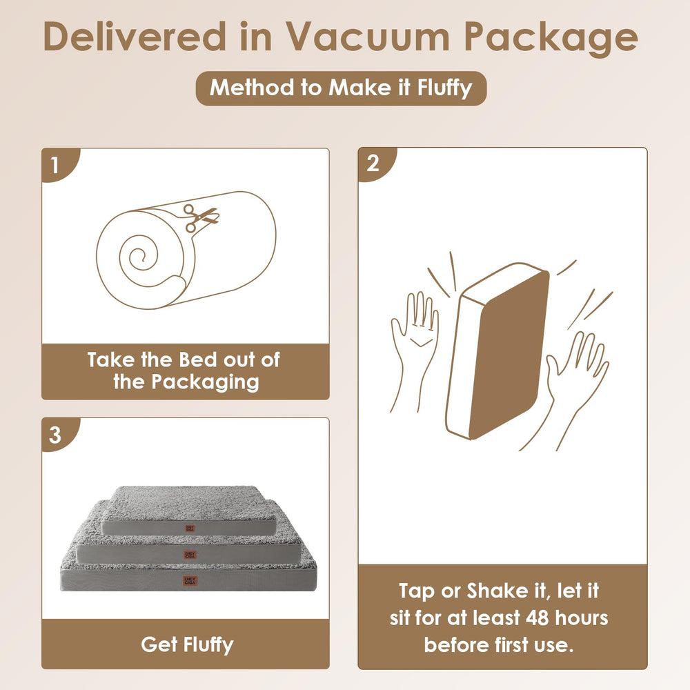 EHEYCIGA dog bed removable cover light grey for easy cleaning