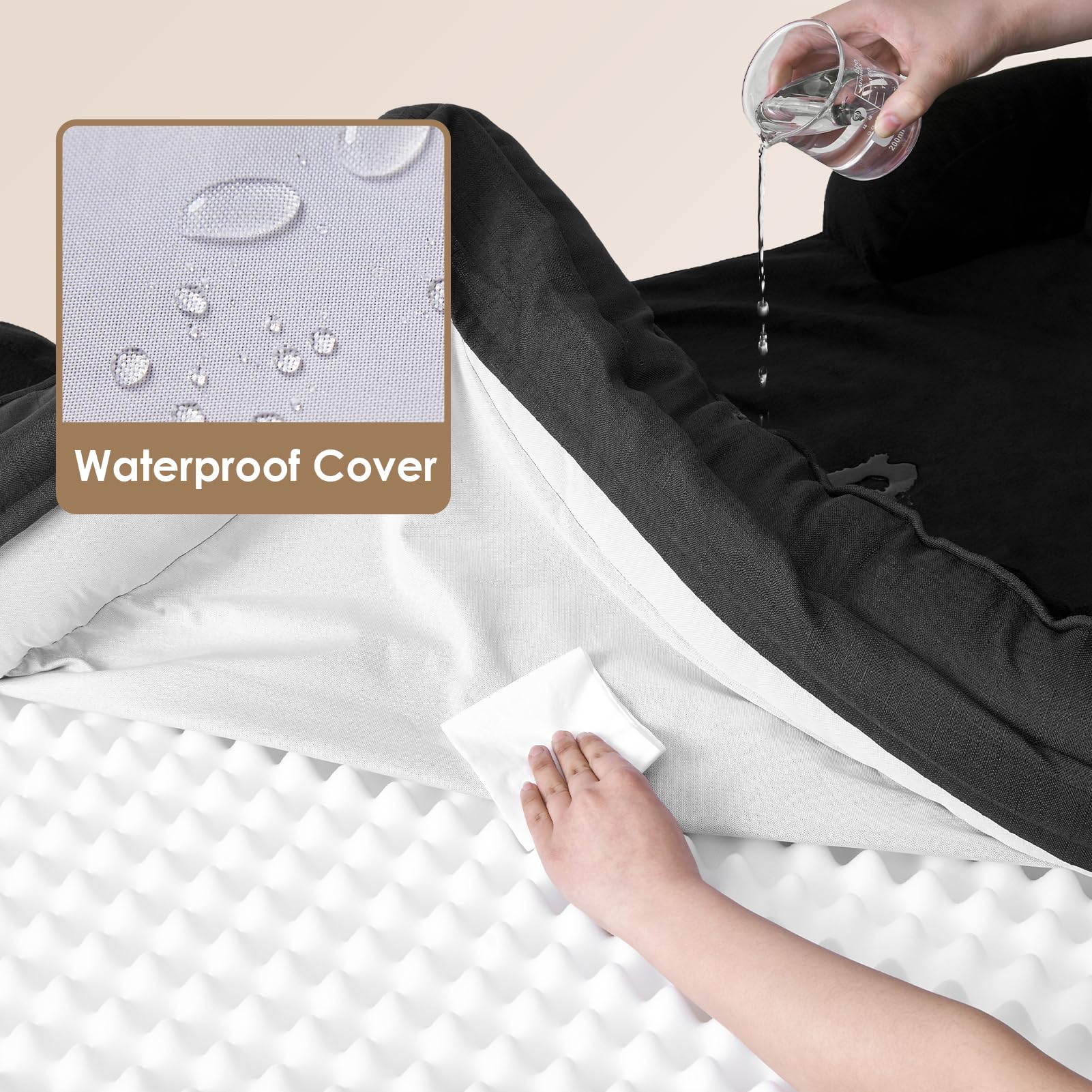 EHEYCIGA dog bed removable cover with zipper makes cleaning simple.