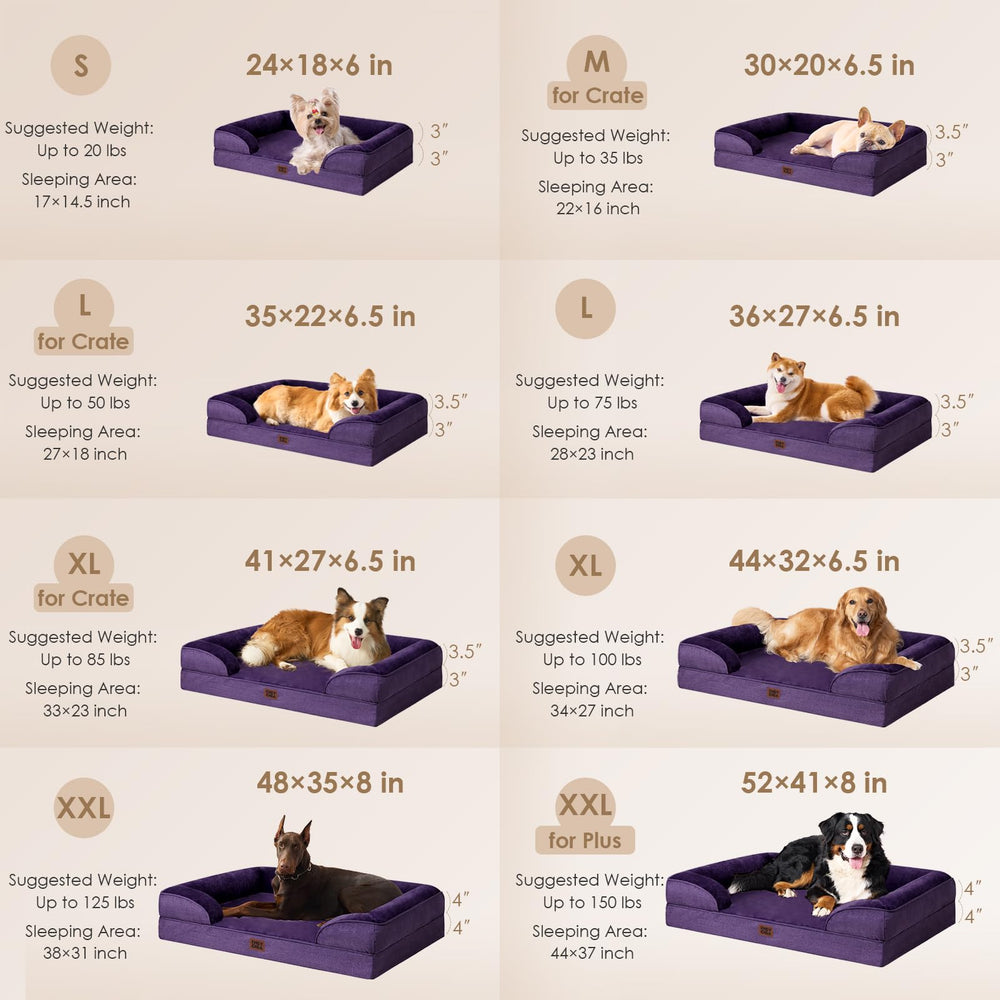 EHEYCIGA dog bed with three-sided bolsters supports neck and head.
