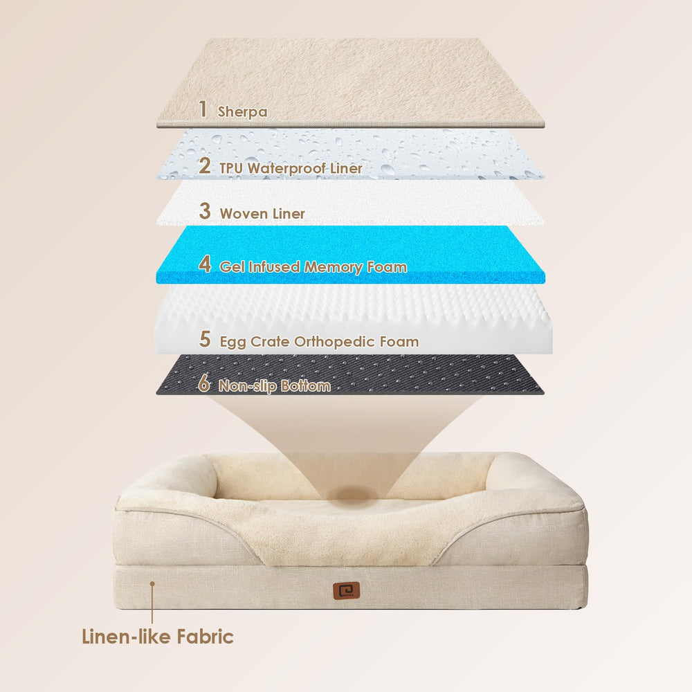 EHEYCIGA dog bed with four-sided bolster cushions neck and head
