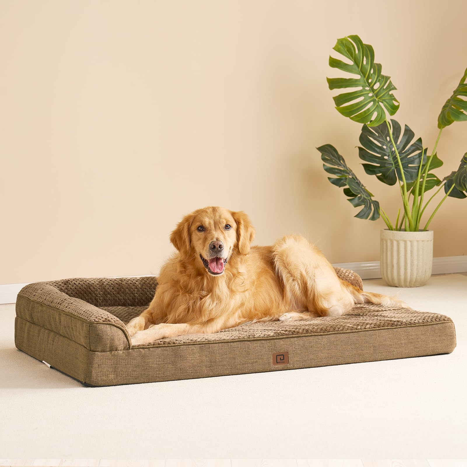 EHEYCIGA dog bed XL in use on couch shows spacious lounging area