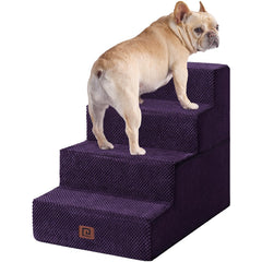 EHEYCIGA dog stairs 18h 4-step side view supports easy bed access for small and medium pets.