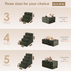 EHEYCIGA dog stairs 3-step side view demonstrates stable balance for small dogs.