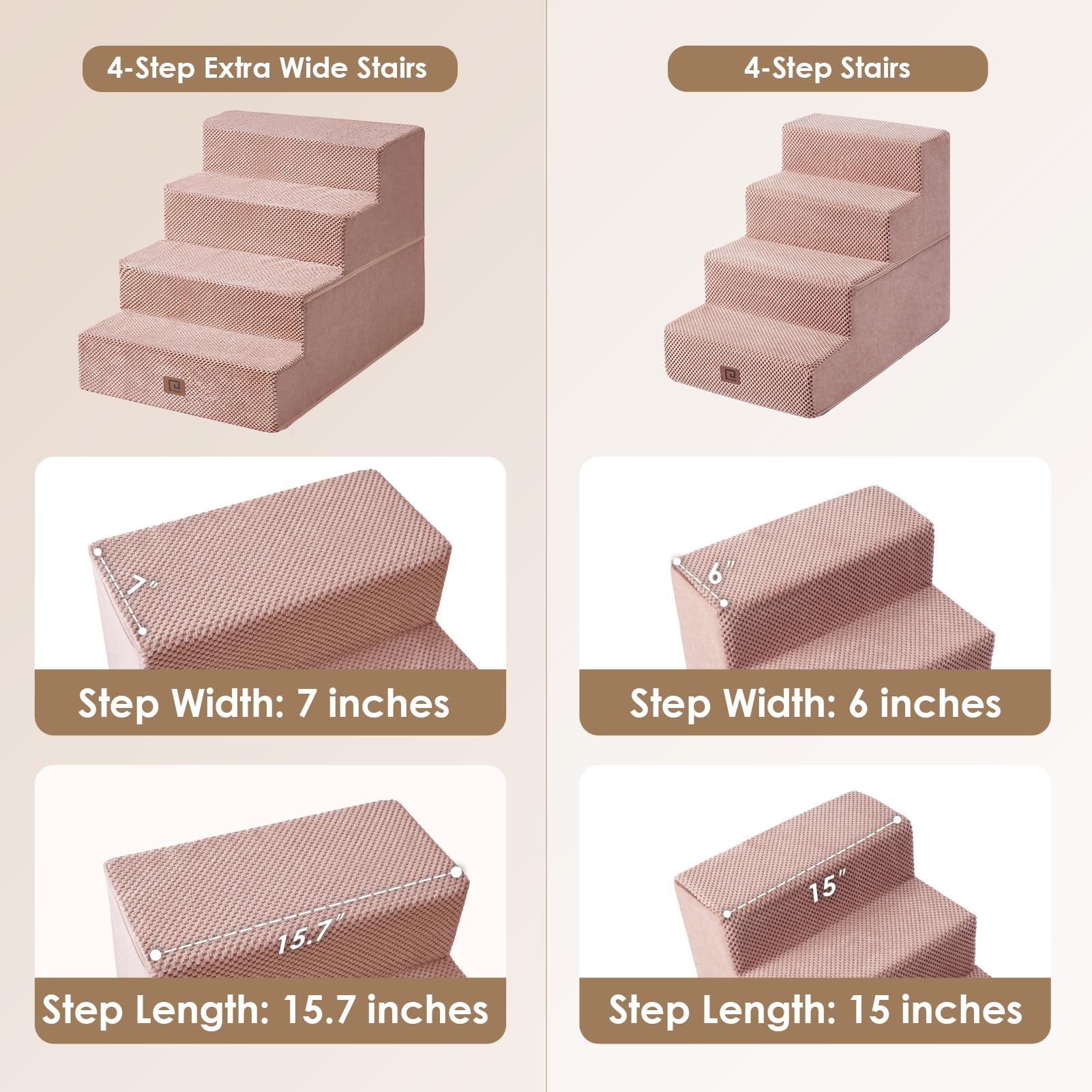 EHEYCIGA dog stairs 3-step sofa-height option suits low furniture and short beds.