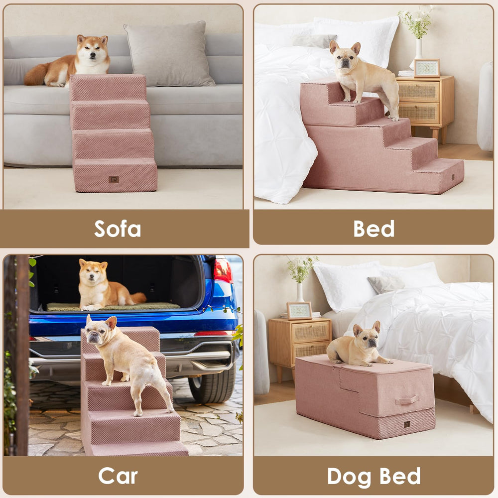 EHEYCIGA dog stairs 30D foam close-up shows stable support and cushioning.