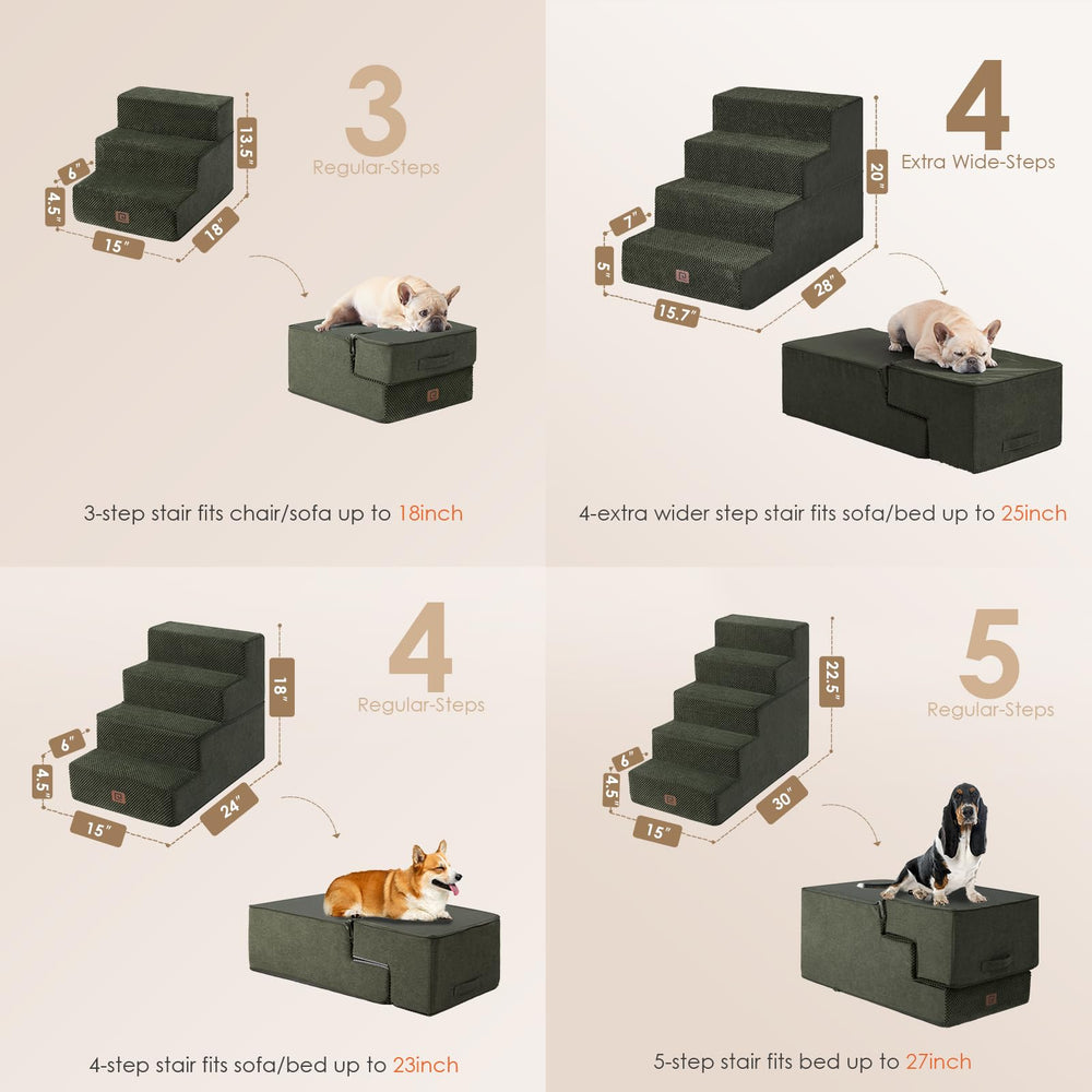 EHEYCIGA dog stairs 30D foam and eco-friendly board provide stable support.