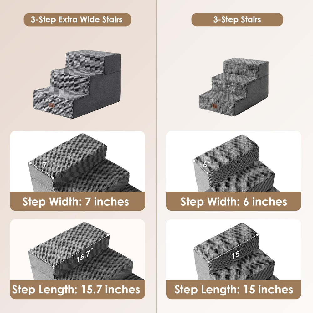 EHEYCIGA dog stairs 4-step bed gray aids medium-height bed access and smooth transitions