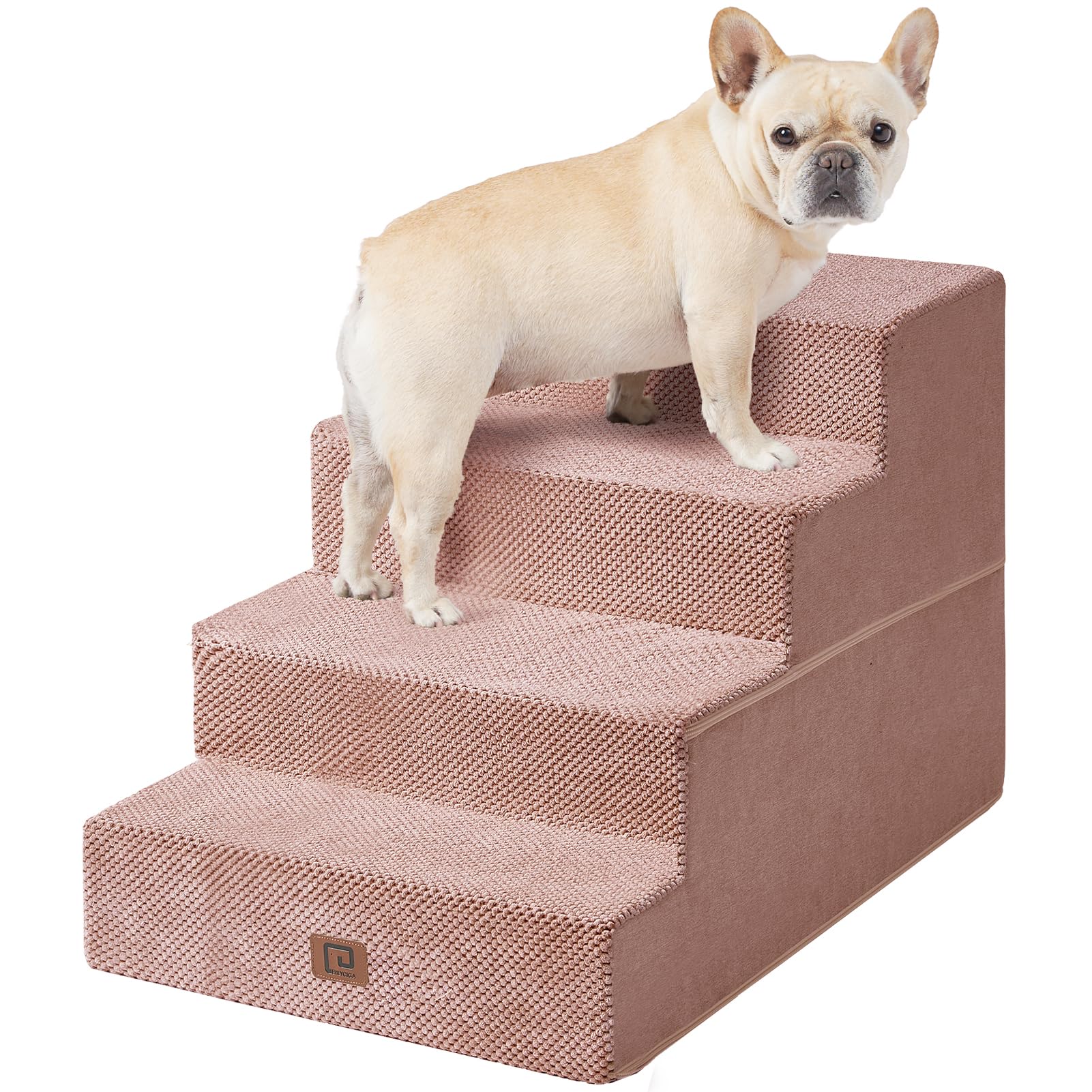 EHEYCIGA dog stairs 4-step bedside fit reduces strain for small dogs climbing onto bed.