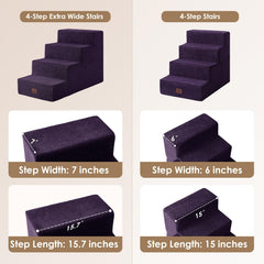 EHEYCIGA dog stairs 4-step side-view supports higher beds.