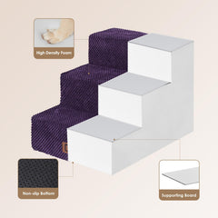EHEYCIGA dog stairs 4-step on sofa demonstrates stable height for medium pets.