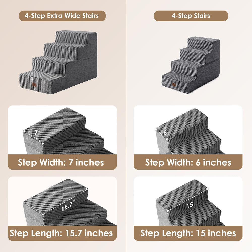 EHEYCIGA 4-step wide stairs provide stable support for small and medium dogs
