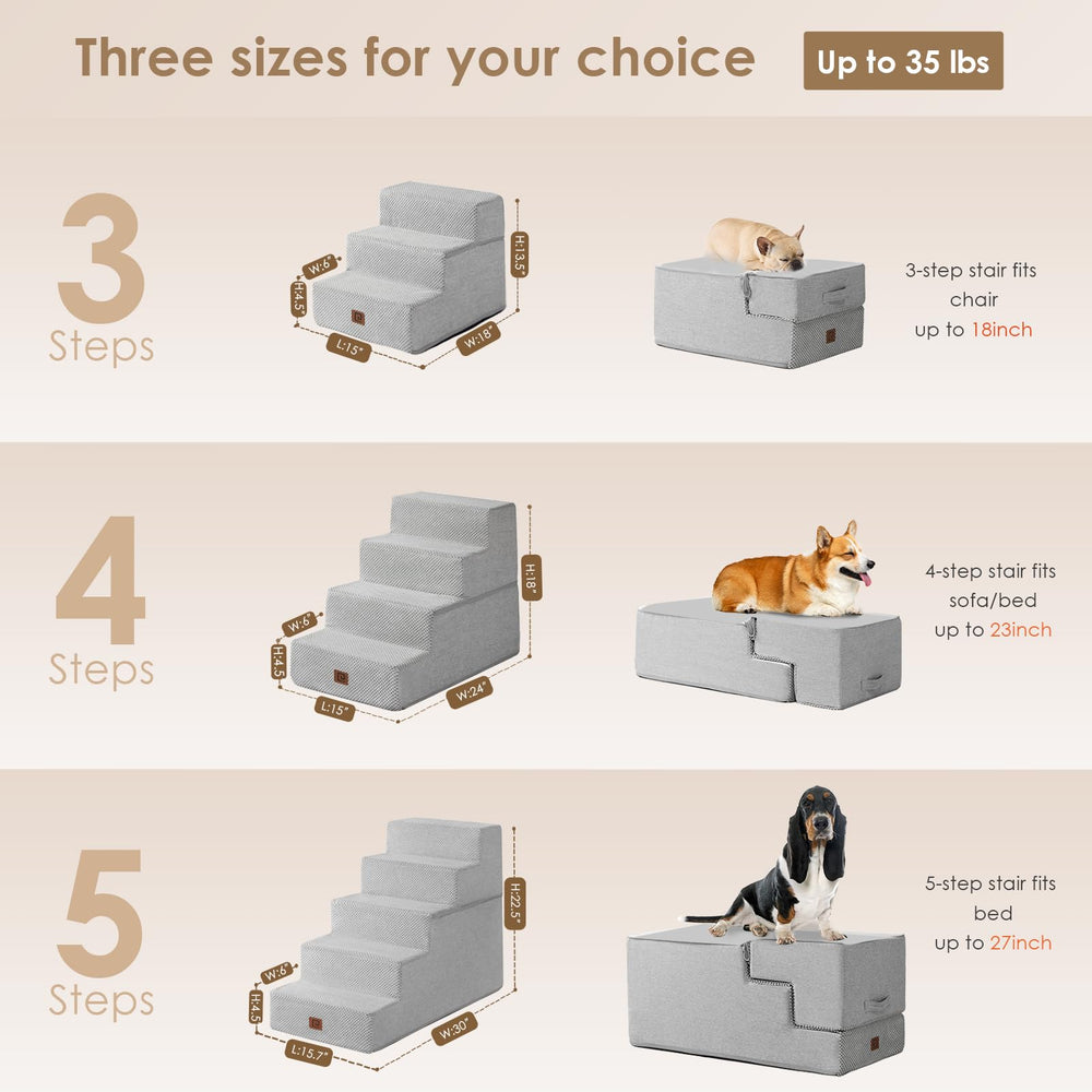 EHEYCIGA dog stairs 4-step provide stable, gentle ascent for medium-height beds.