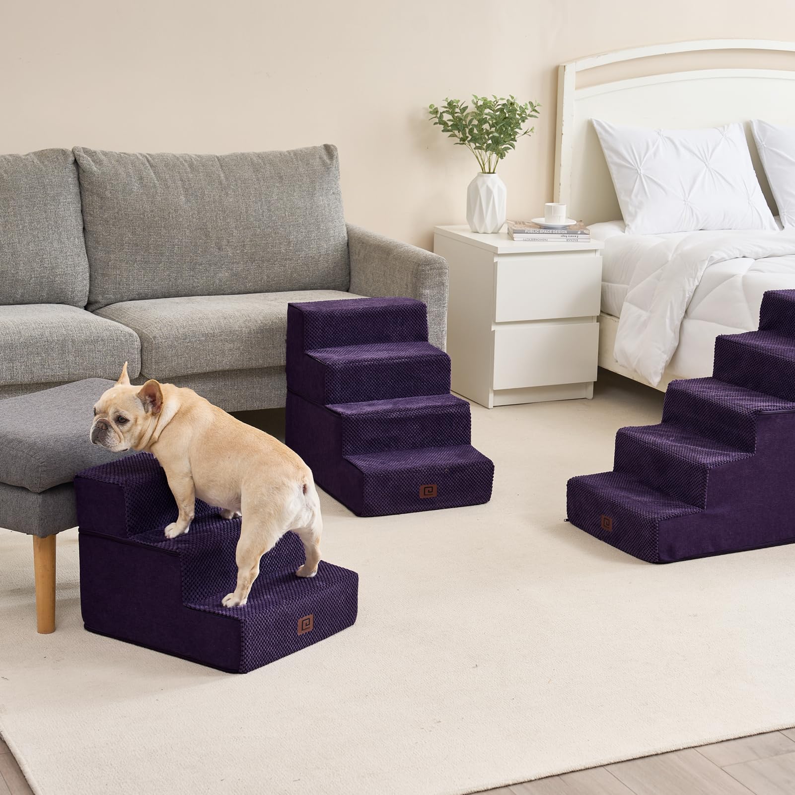 EHEYCIGA dog stairs 5-step spanning higher bed height for versatile indoor use.