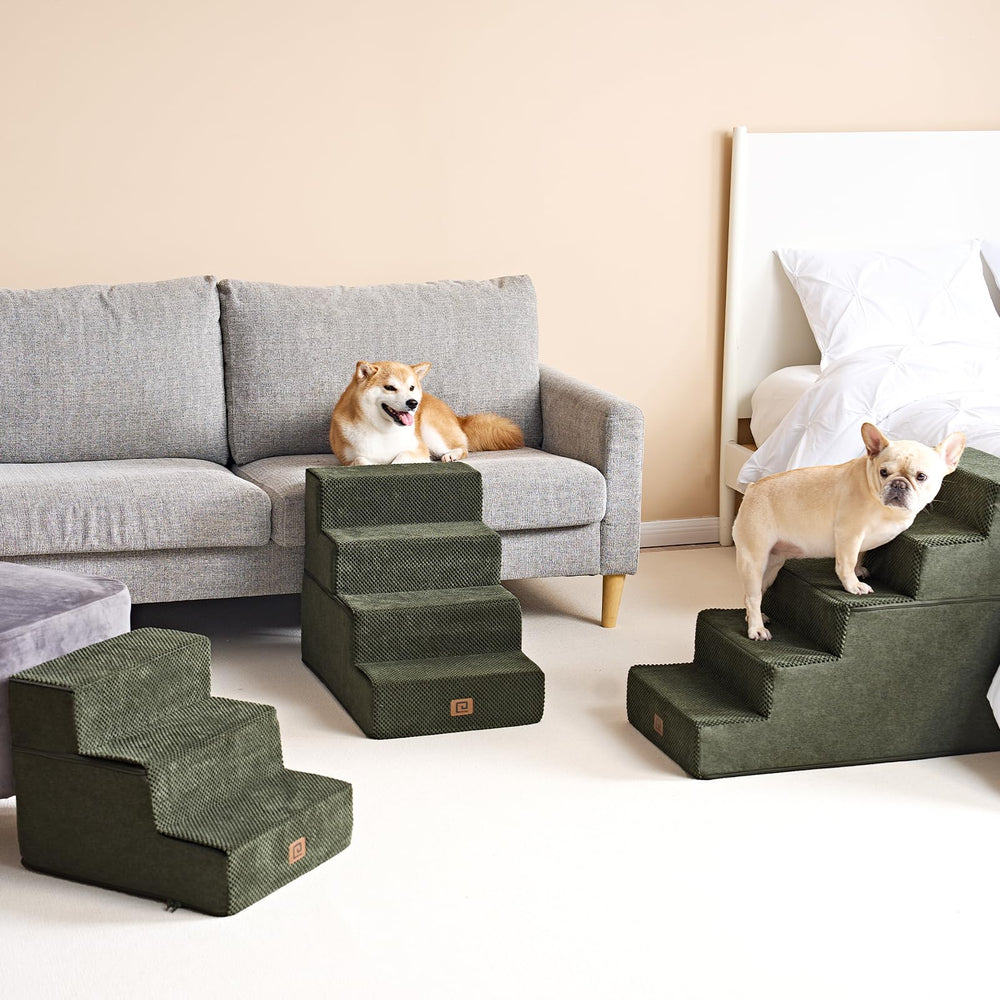 EHEYCIGA dog stairs 5-step high bed accommodates beds up to 27 inches.