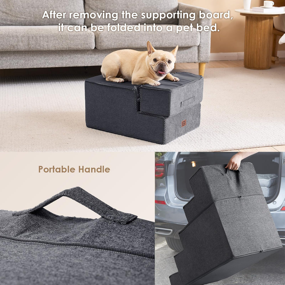 EHEYCIGA dog stairs anti-slip base gray promotes stable indoor use