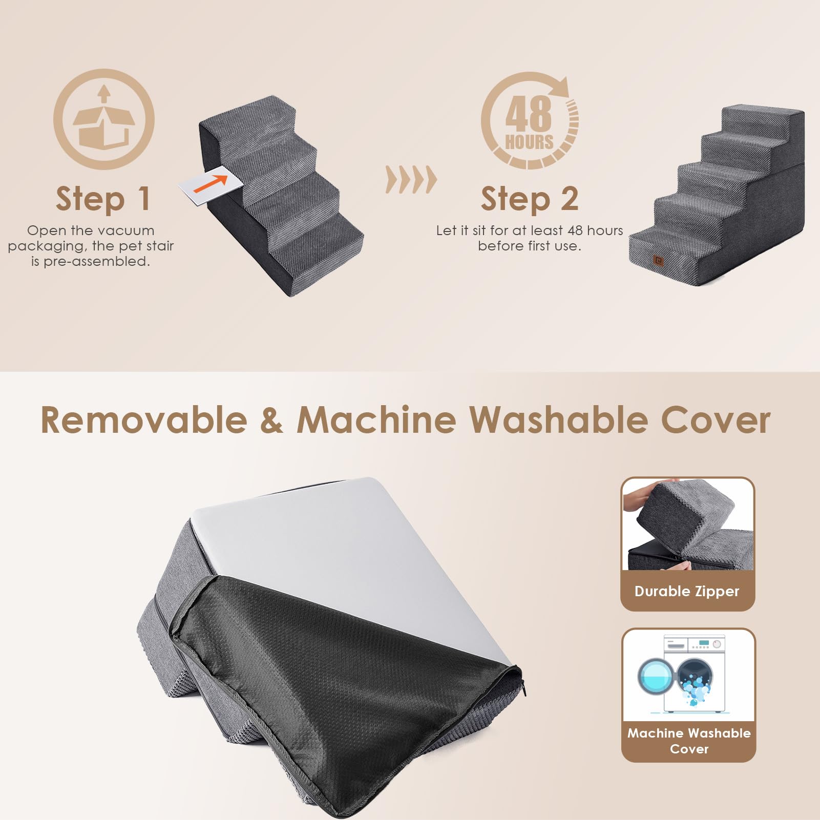 EHEYCIGA dog stairs-anti-slip-base non-slip base enhances stability.