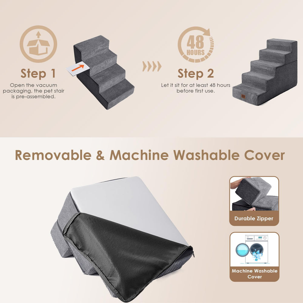EHEYCIGA dog stairs-anti-slip-base non-slip base enhances stability.