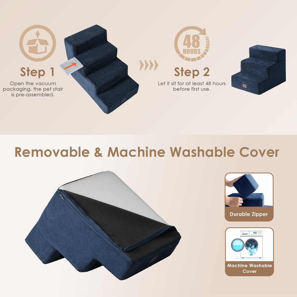 EHEYCIGA dog stairs anti-slip base supports stable climbing.