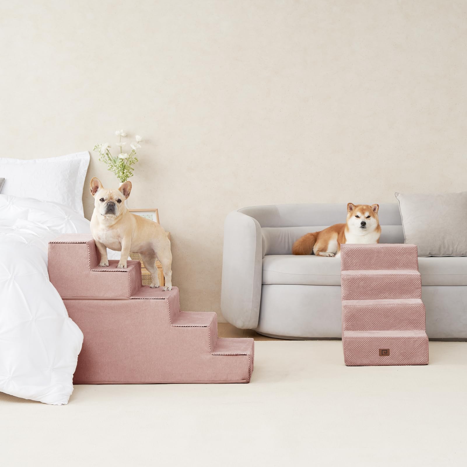 EHEYCIGA dog stairs anti-slip base provides secure traction on carpets.