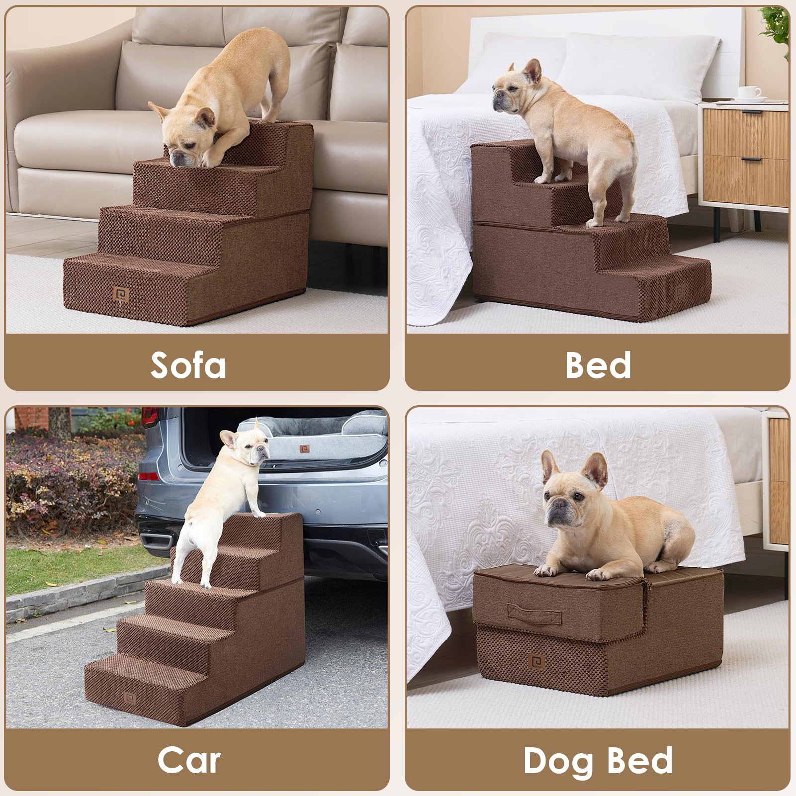 EHEYCIGA 18-inch high steps help medium dogs climb bed comfortably