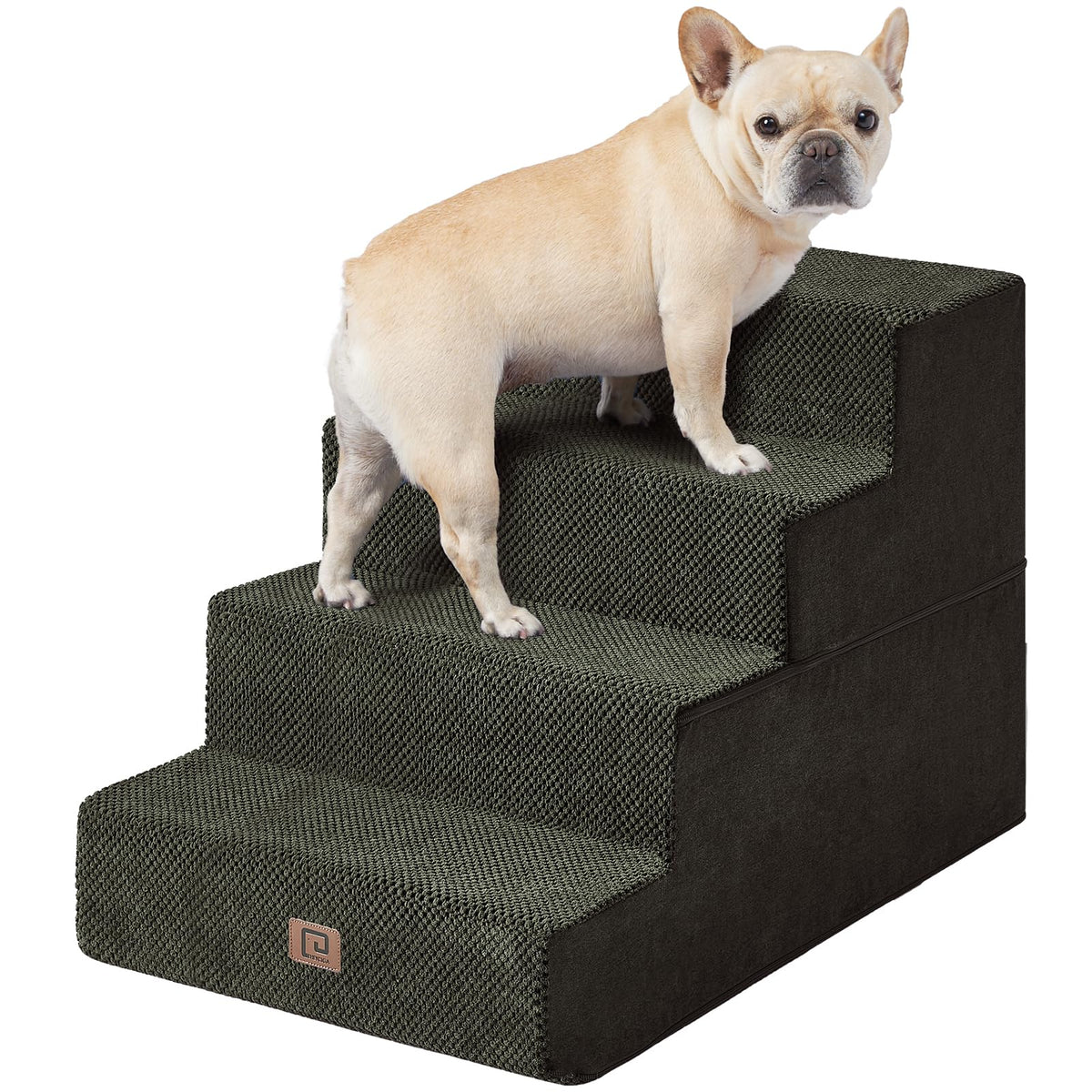 EHEYCIGA dog stairs for bed 20-inch height with four steps helps pets reach high beds safely.