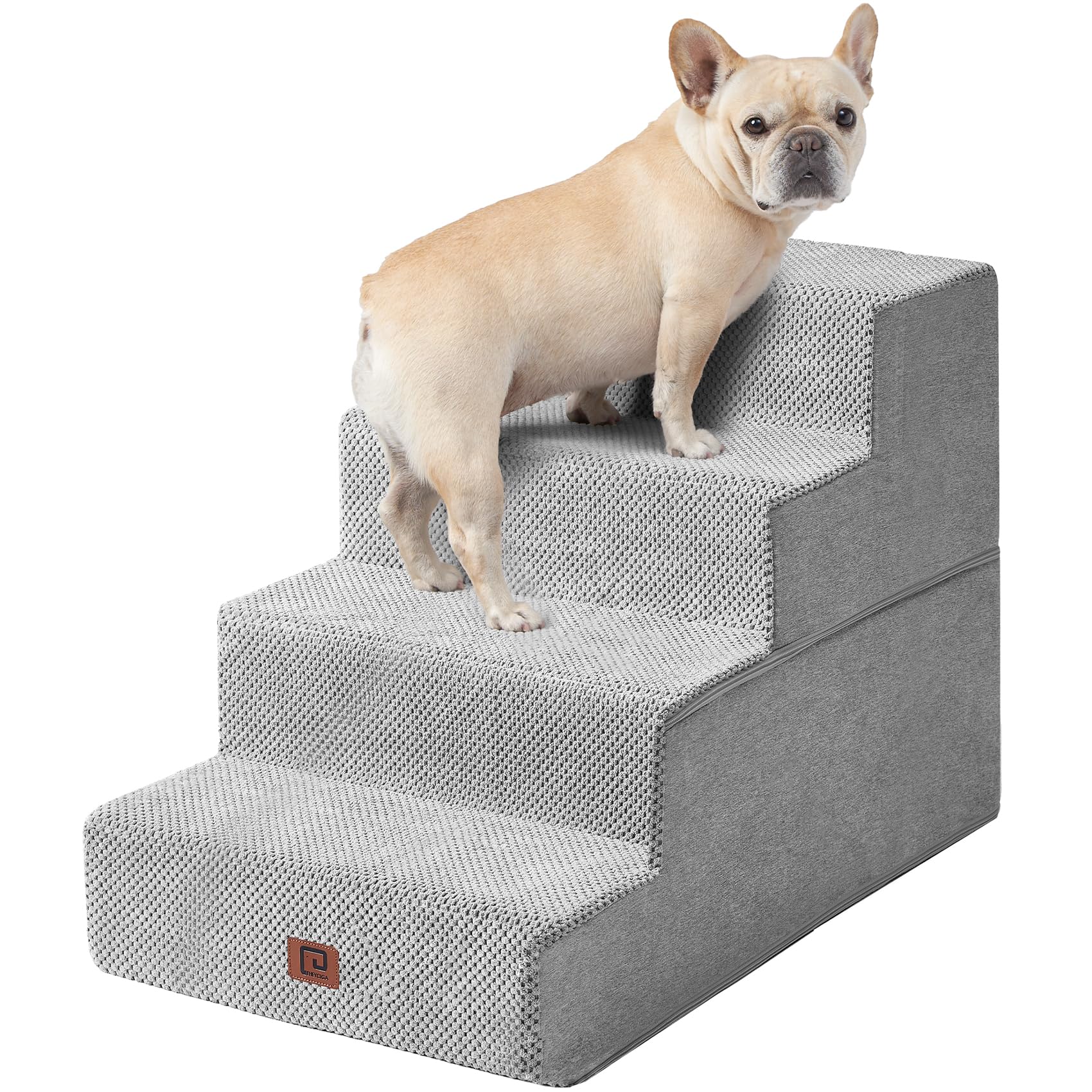 EHEYCIGA dog stairs edge-fit against bed for easy access.