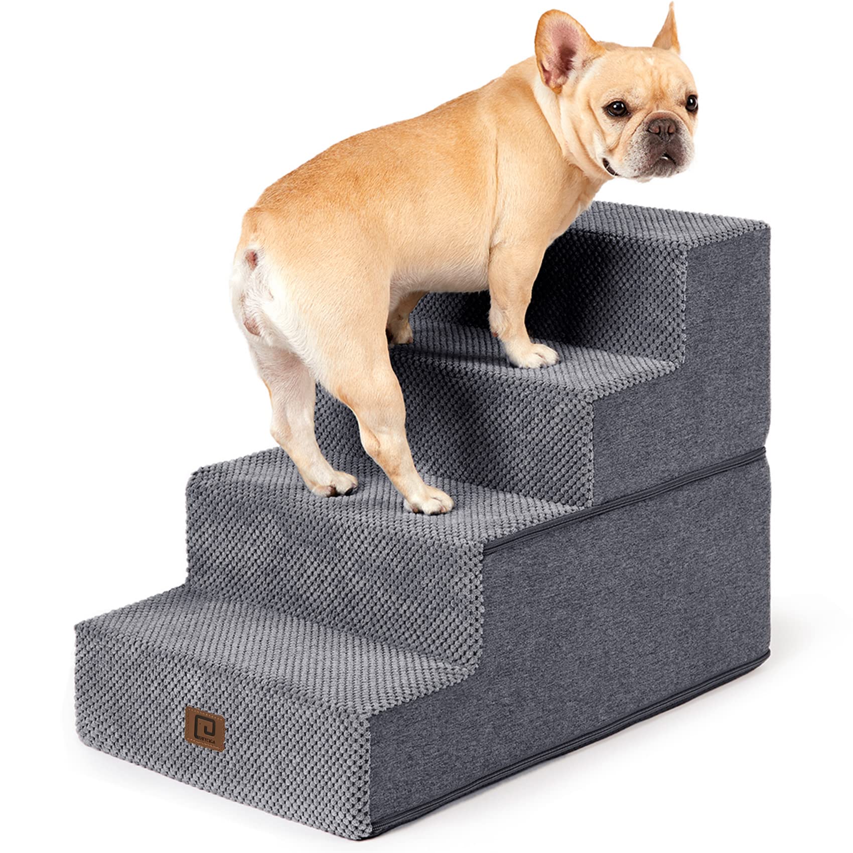 EHEYCIGA Dog Stairs bed-edge-18-inch helps pets safely reach the bed.