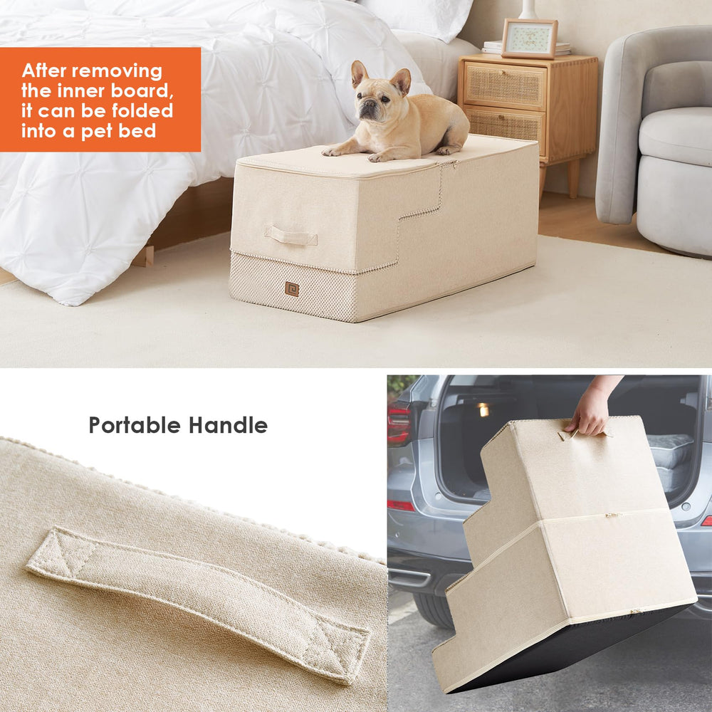 EHEYCIGA dog stairs dense foam core supports confident stepping.