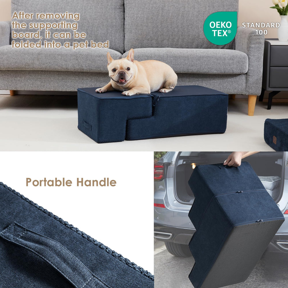 EHEYCIGA dog stairs easy-clean cover; removable and machine-washable.