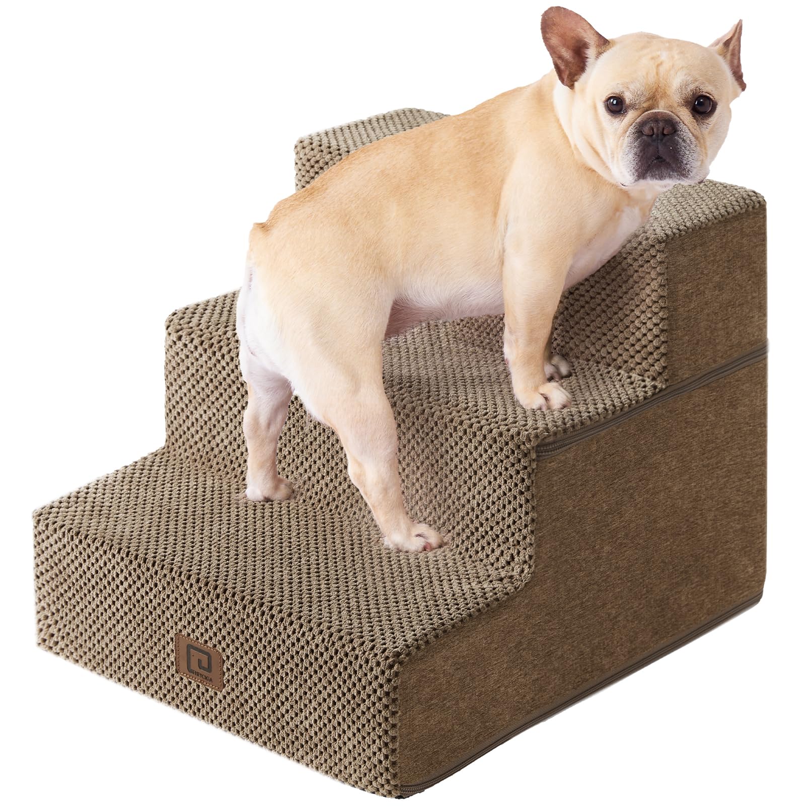 EHEYCIGA dog stairs edge-fit bed for easy pet access onto sofa.