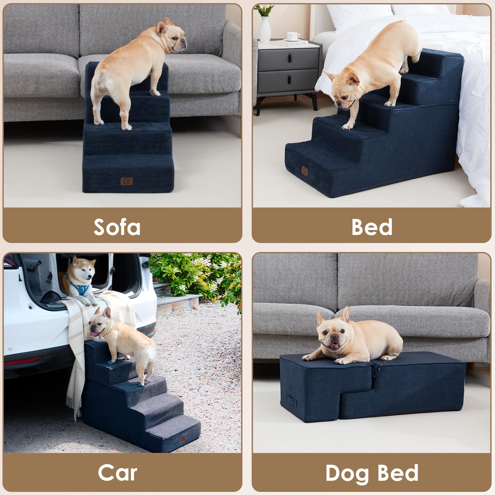EHEYCIGA dog stairs foam core with eco support board for durability