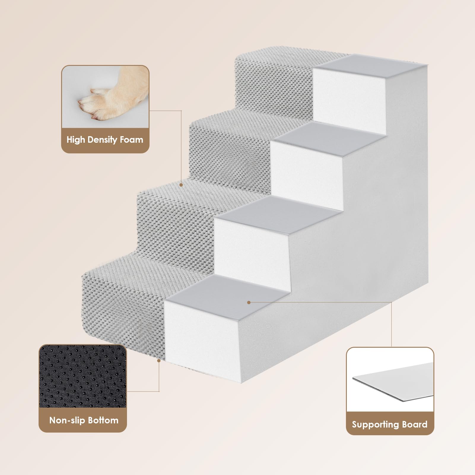 EHEYCIGA dog stairs foldable bed mode folds into a cozy sleep space.