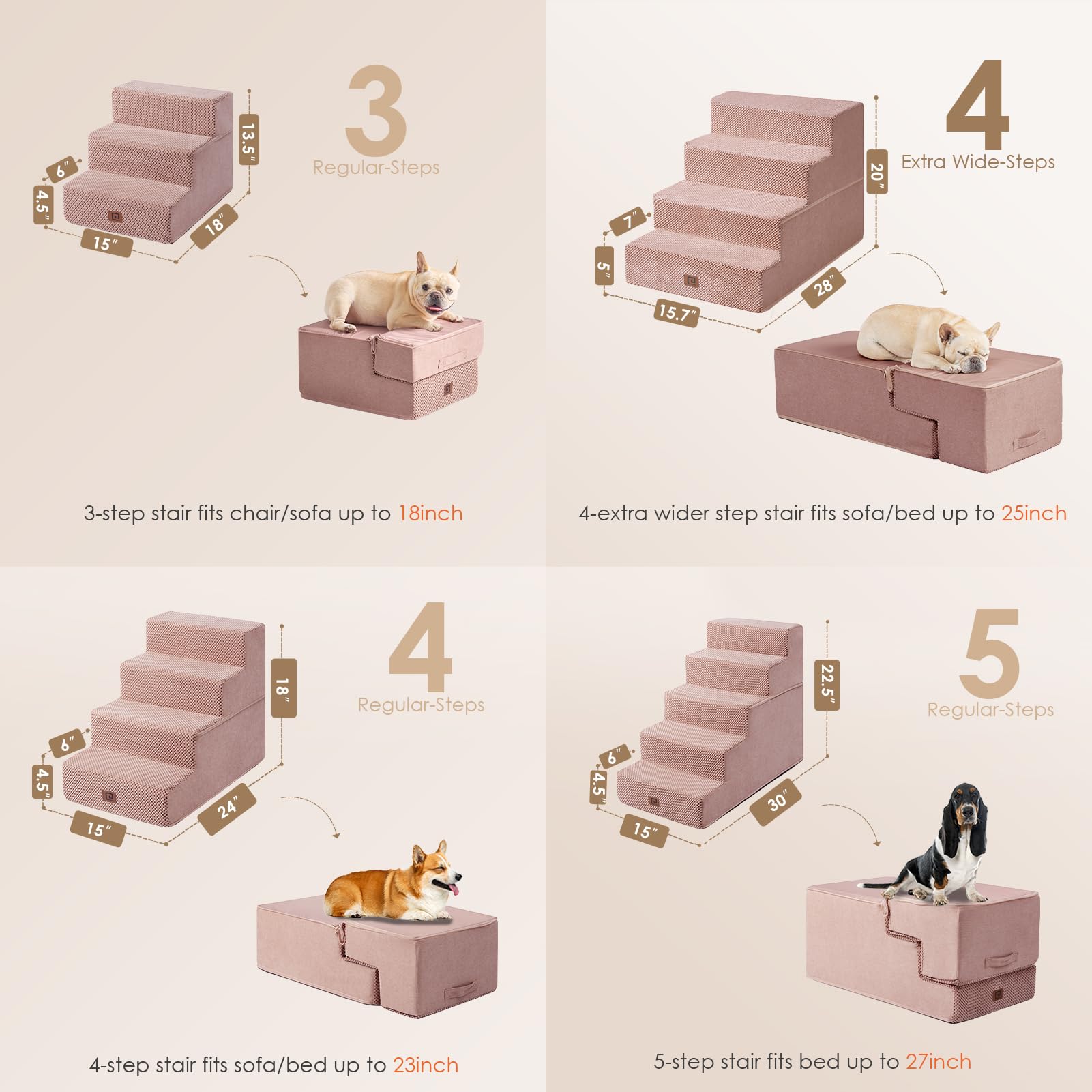 EHEYCIGA dog stairs folded bed mode demonstrates portability and space-saving.